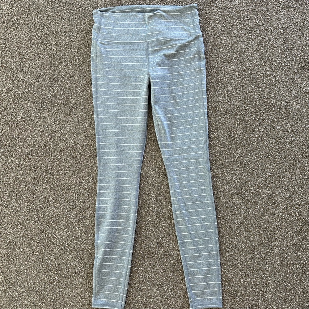 Athleta Heather Gray Striped Leggings